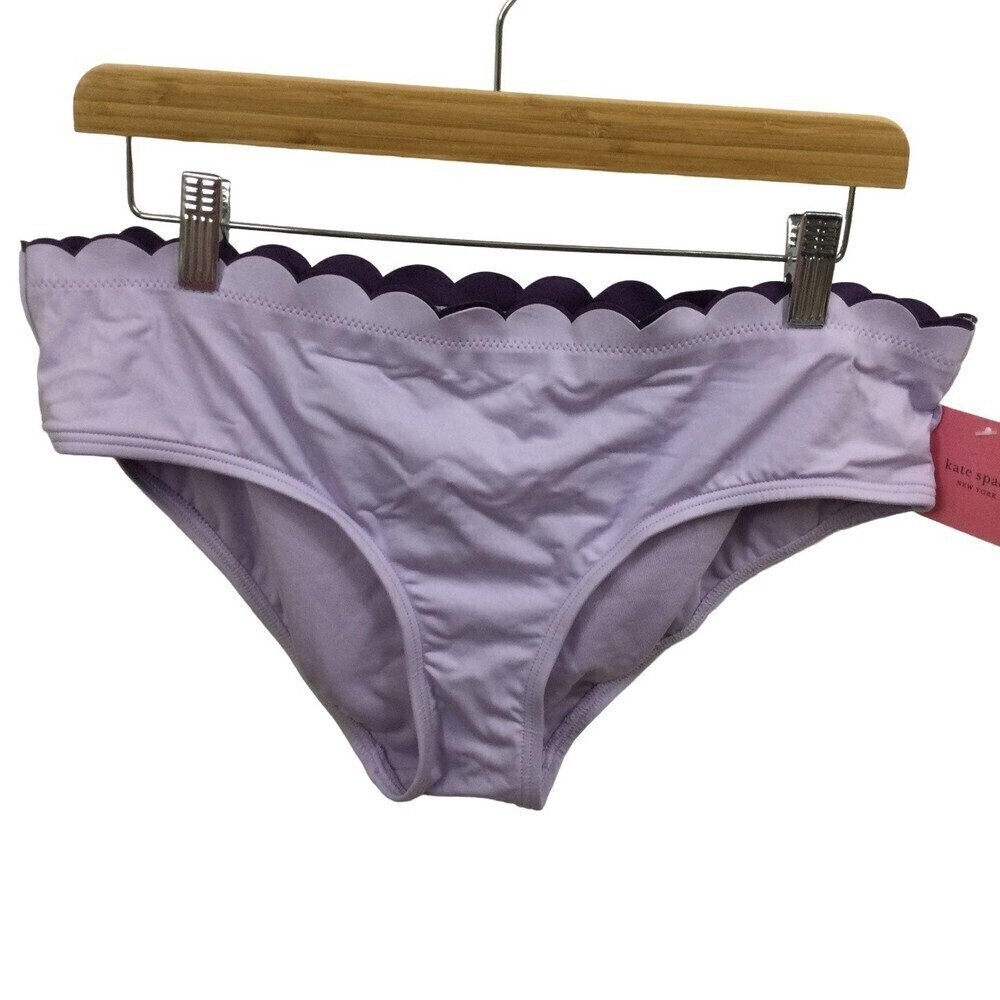 Kate Spade New York Womens Scalloped Hipster Bikini Bottom Lilac Size XL NWT